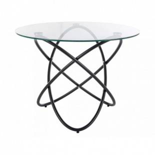 Stół szklany okrągły Orbit 100cm przeźroczysty / czarny Signal