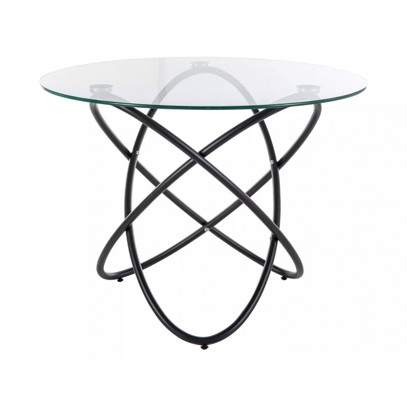 Stół szklany okrągły Orbit 100cm przeźroczysty / czarny Signal