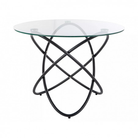 Stół szklany okrągły Orbit 100cm przeźroczysty / czarny Signal