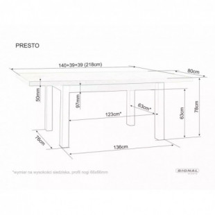 Stół rozkładany Presto 140-218x80cm kaszmir / dąb cremona torro Signal