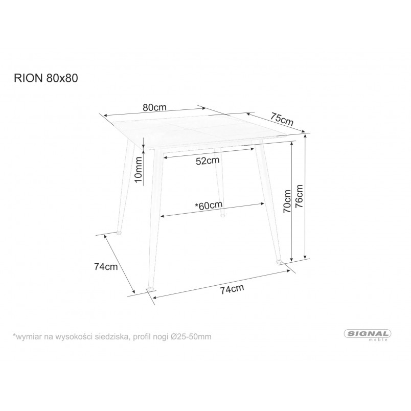 Stół nowoczesny Rion 80x80cm biały efekt marmuru / czarny Signal