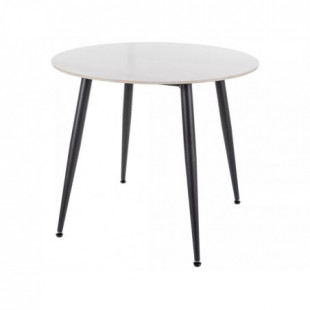 Stół okrągły ceramiczny Rion 90cm biały efekt marmuru / czarny Signal