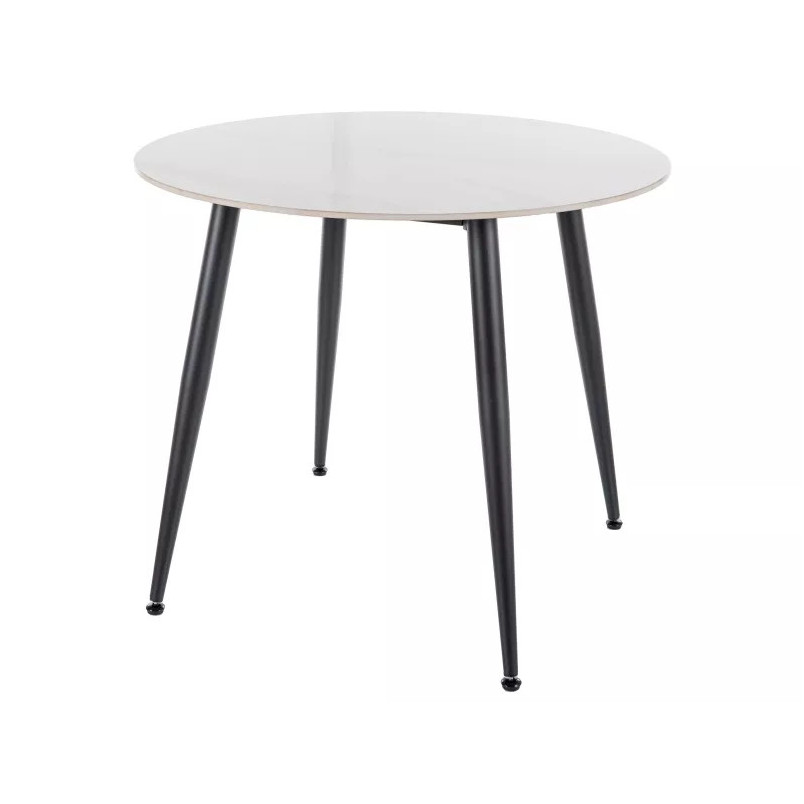 Stół okrągły ceramiczny Rion 90cm biały efekt marmuru / czarny Signal