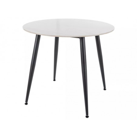 Stół okrągły ceramiczny Rion 90cm biały efekt marmuru / czarny Signal