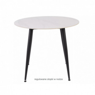 Stół okrągły ceramiczny Rion 90cm biały efekt marmuru / czarny Signal