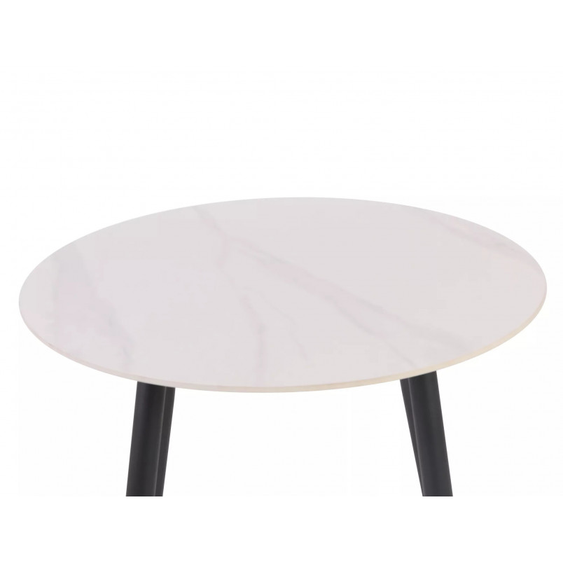 Stół okrągły ceramiczny Rion 90cm biały efekt marmuru / czarny Signal