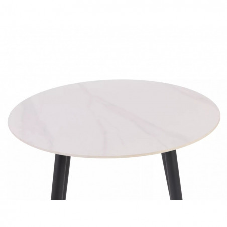 Stół okrągły ceramiczny Rion 90cm biały efekt marmuru / czarny Signal
