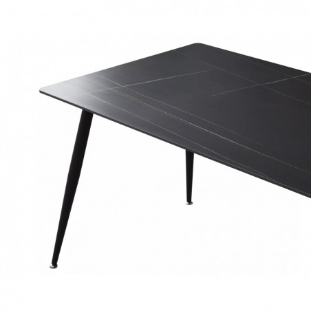 Stół ceramiczny nowoczesny Rion 160x90cm czarny efekt marmuru / czarny Signal