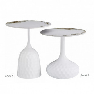 Stolik boczny nowoczesny Salo 50cm H60cm biały połysk efekt marmuru / biały mat Signal