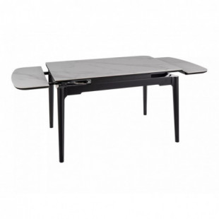 Stół ceramiczny rozkładany Sento 120-180x80cm biały efekt marmuru / czarny Signal