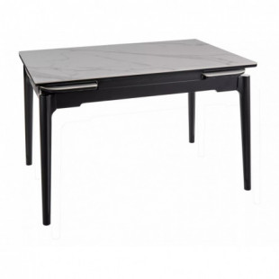 Stół ceramiczny rozkładany Sento 120-180x80cm biały efekt marmuru / czarny Signal