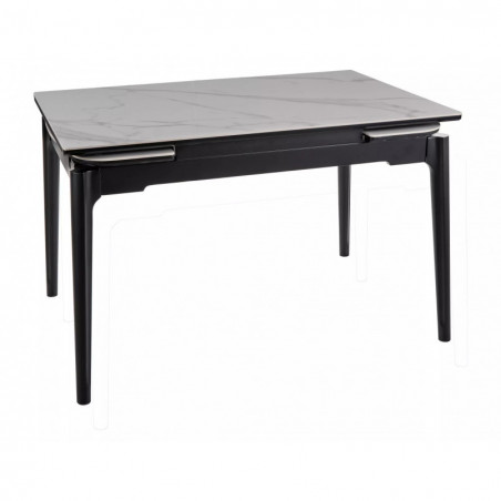 Stół ceramiczny rozkładany Sento 120-180x80cm biały efekt marmuru / czarny Signal