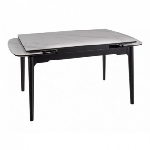 Stół ceramiczny rozkładany Sento 120-180x80cm biały efekt marmuru / czarny Signal