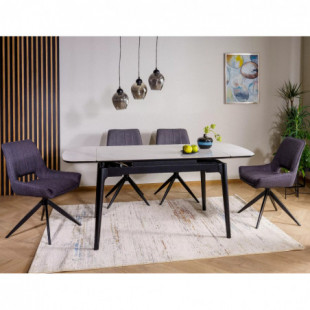 Stół ceramiczny rozkładany Sento 120-180x80cm biały efekt marmuru / czarny Signal