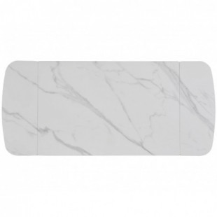 Stół ceramiczny rozkładany Sento 120-180x80cm biały efekt marmuru / czarny Signal