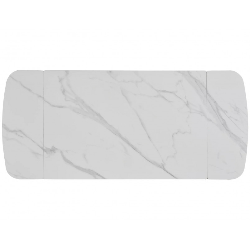 Stół ceramiczny rozkładany Sento 120-180x80cm biały efekt marmuru / czarny Signal