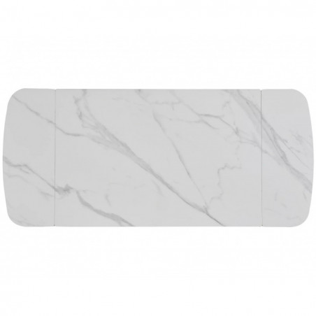 Stół ceramiczny rozkładany Sento 120-180x80cm biały efekt marmuru / czarny Signal