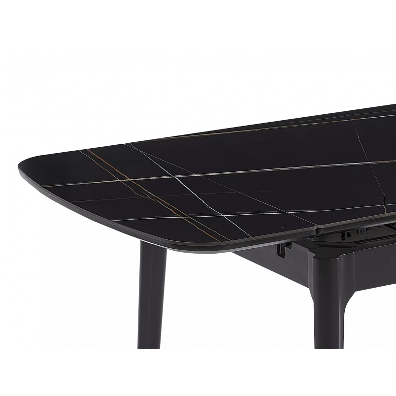 Stół ceramiczny rozkładany Sento 120-180x80cm czarny efekt marmuru / czarny Signal