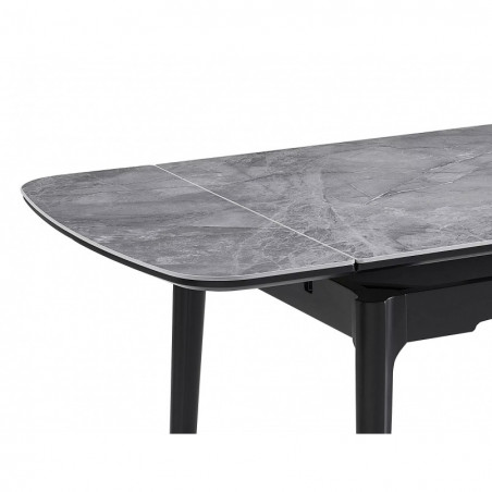 Stół ceramiczny rozkładany Sento 120-180x80cm szary efekt marmuru / czarny Signal