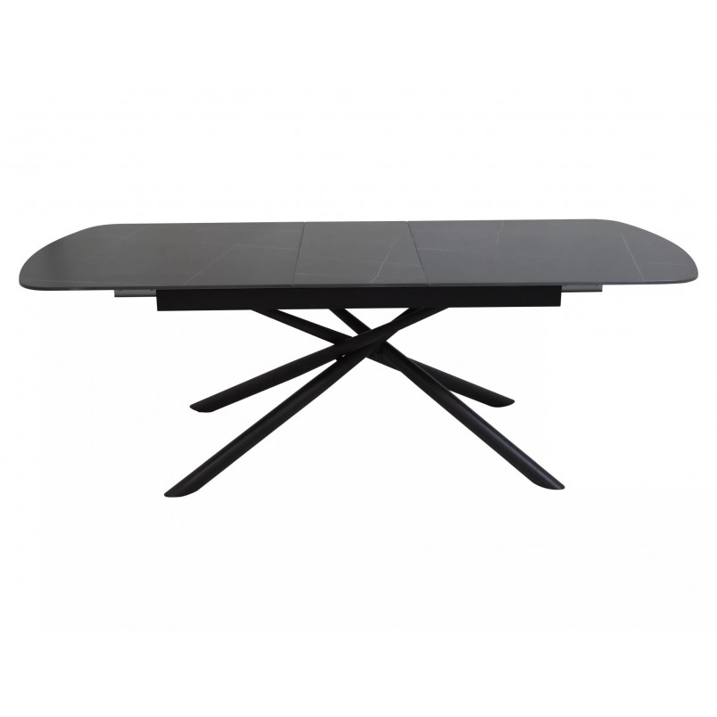 Stół ceramiczny rozkładany Vector 160-200x90cm czarny efekt marmuru / czarny Signal