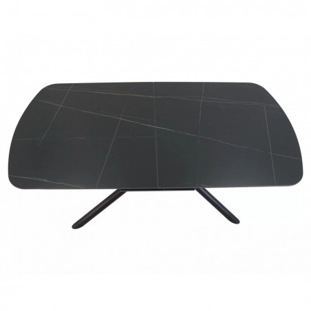 Stół ceramiczny rozkładany Vector 160-200x90cm czarny efekt marmuru / czarny Signal