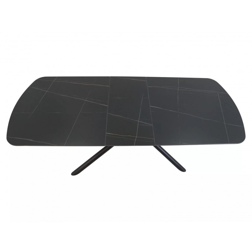 Stół ceramiczny rozkładany Vector 180-220x90cm czarny efekt marmuru / czarny Signal