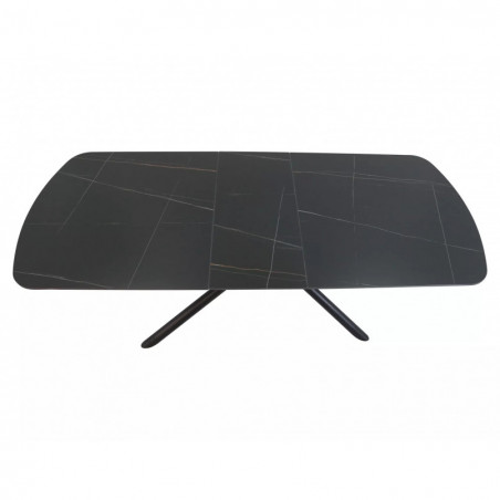 Stół ceramiczny rozkładany Vector 180-220x90cm czarny efekt marmuru / czarny Signal