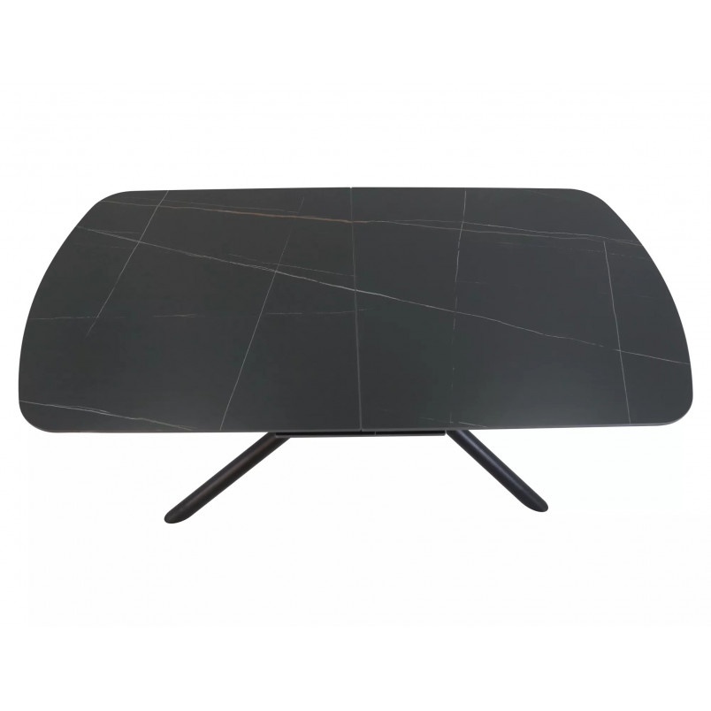 Stół ceramiczny rozkładany Vector 180-220x90cm czarny efekt marmuru / czarny Signal
