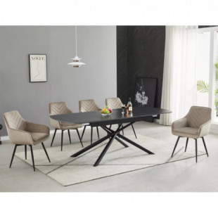Stół ceramiczny rozkładany Vector 180-220x90cm czarny efekt marmuru / czarny Signal