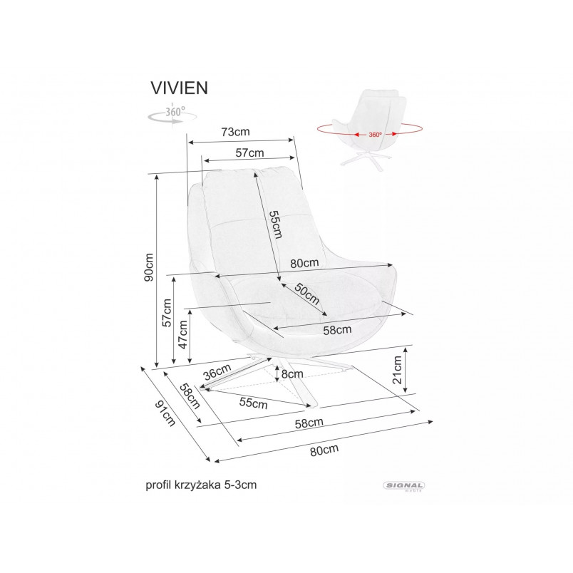 Fotel welurowy obrotowy Vivien Velvet curry Signal