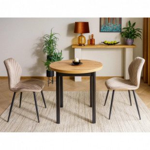 Stół okrągły Adam 80cm dąb artisan / czarny mat Signal