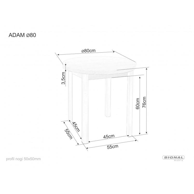 Stół okrągły Adam 80cm dąb cremona torro Signal