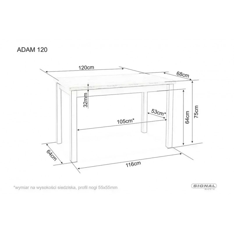 Stół prostokątny Adam 120x68cm kaszmir / dąb cremona torro Signal