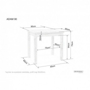 Stół prostokątny Adam 90x65cm kaszmir / dąb cremona torro Signal