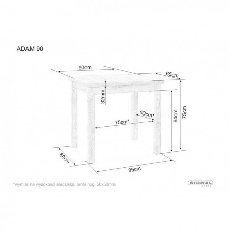 Stół prostokątny Adam 90x65cm kaszmir / dąb cremona torro Signal