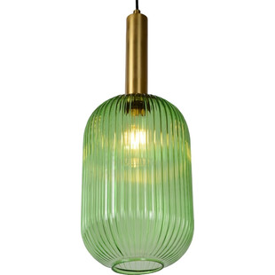 Lampa wisząca szklana retro Maloto 20 Zielony/Mosiądz marki Lucide