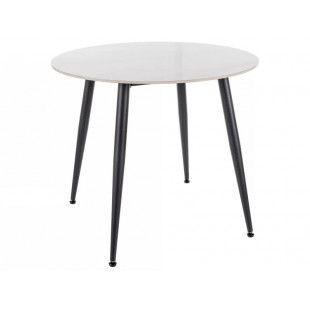 Stół okrągły ceramiczny Rion 90cm biały efekt marmuru / czarny Signal