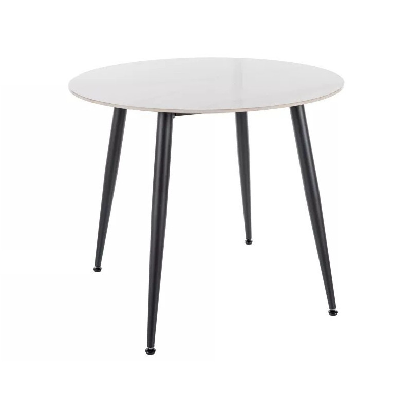 Stół okrągły ceramiczny Rion 90cm biały efekt marmuru / czarny Signal