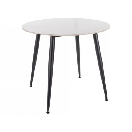 Stół okrągły ceramiczny Rion 90cm biały efekt marmuru / czarny Signal