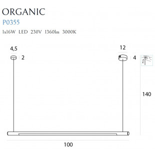 Lampa wisząca podłużna liniowa Organic 100 Led chrom marki MaxLight