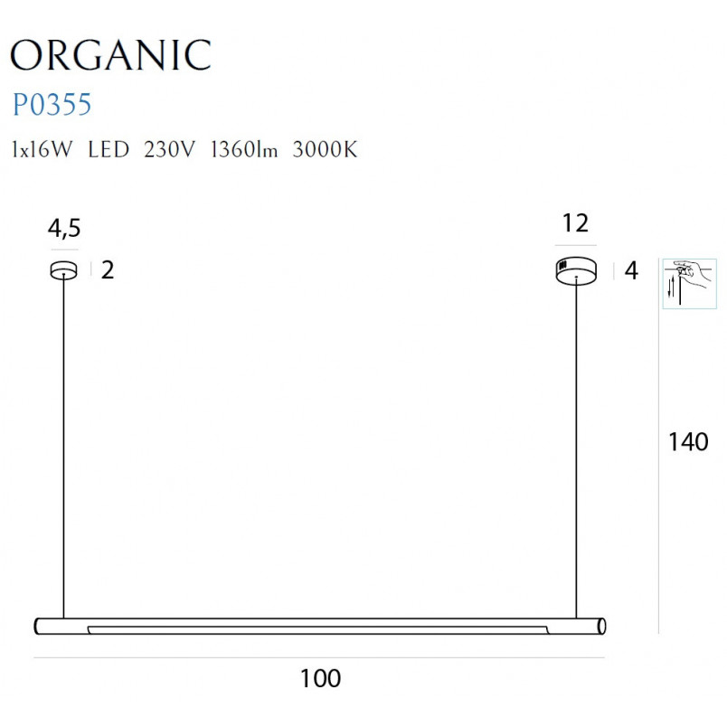 Lampa wisząca podłużna liniowa Organic 100 Led chrom marki MaxLight