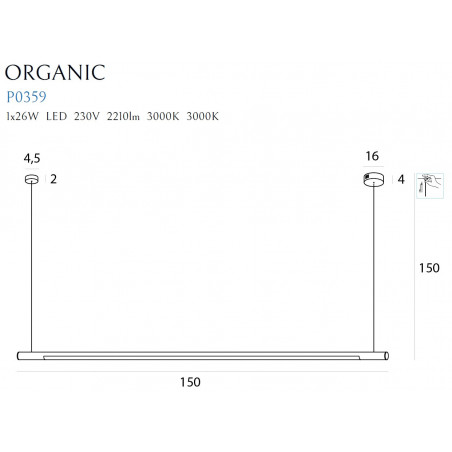 Lampa wisząca podłużna liniowa Organic 150 Led chrom marki MaxLight