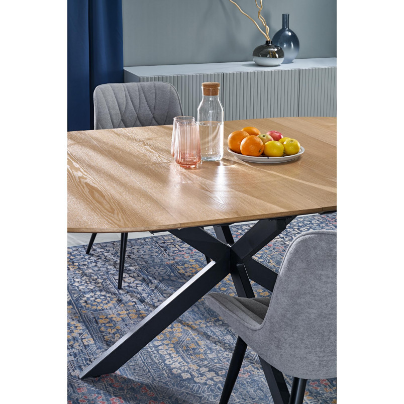 Stół okrągły rozkładany Acord 120-200cm naturalny / czarny Halmar