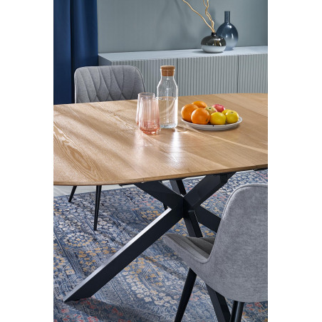 Stół okrągły rozkładany Acord 120-200cm naturalny / czarny Halmar