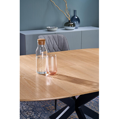 Stół okrągły rozkładany Acord 120-200cm naturalny / czarny Halmar