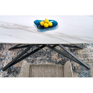Stół rozkładany nowoczesny Alfredo 160-240x91cm biały marmur / czarny Halmar