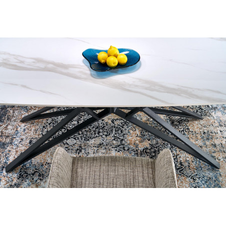 Stół rozkładany nowoczesny Alfredo 160-240x91cm biały marmur / czarny Halmar
