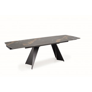 Stół rozkładany nowoczesny Armani 165-241x90cm czarny marmur / czarny Halmar
