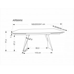 Stół rozkładany nowoczesny Armani 165-241x90cm czarny marmur / czarny Halmar