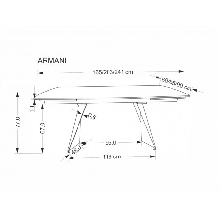 Stół rozkładany nowoczesny Armani 165-241x90cm czarny marmur / czarny Halmar